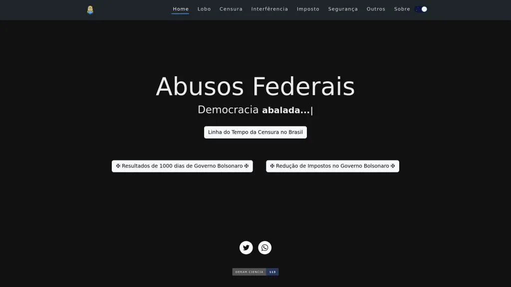 Screenshot do site Abusofederal