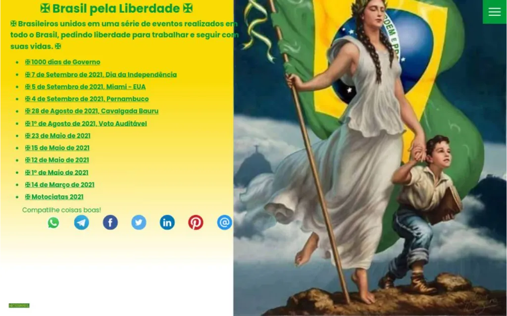 Screenshot do site Brasil Pela Liberdade