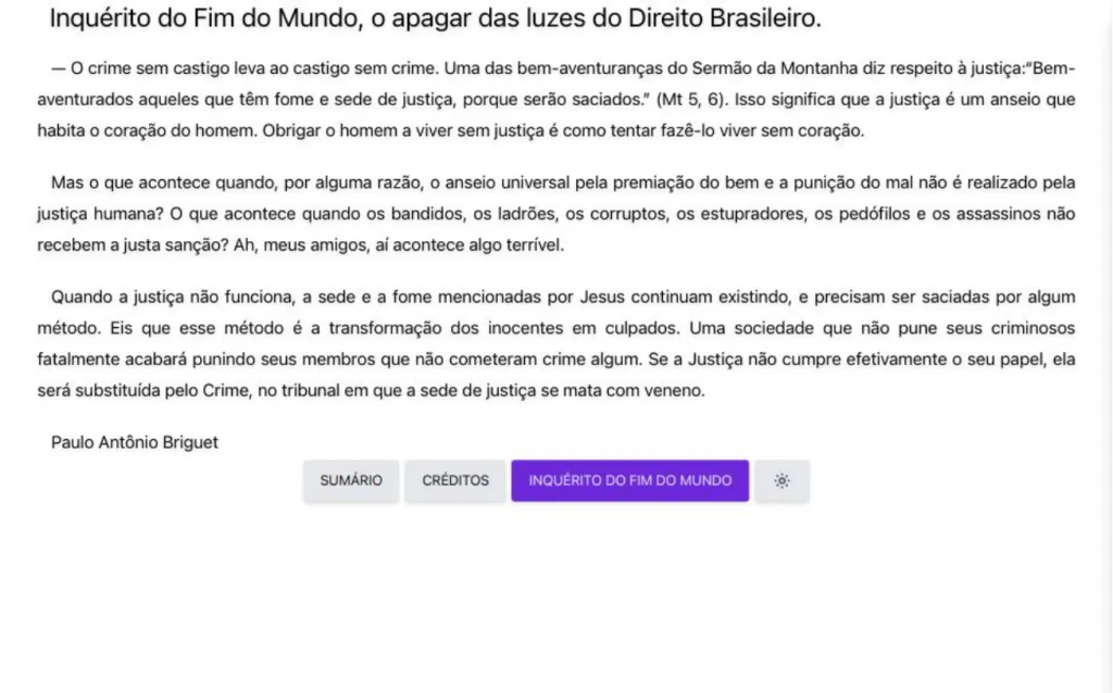 Screenshot do site O Apagar das Luzes