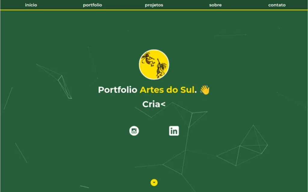 Screenshot do site Portfolio Particles