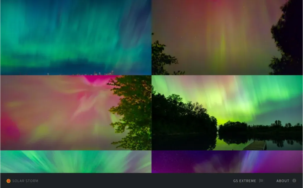 Screenshot do site Solarstorm